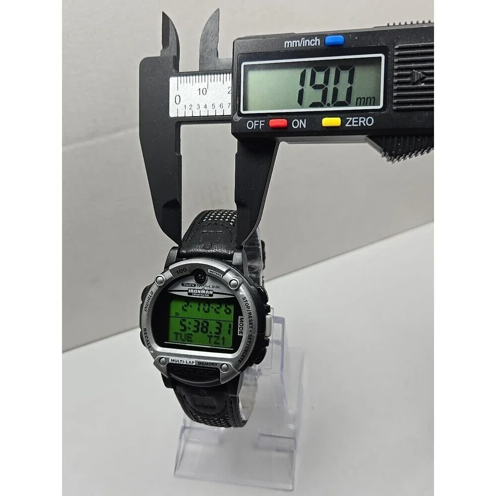Vintage Timex Data Link Ironman Triathlon Watch Multi Lap New Battery -    Read